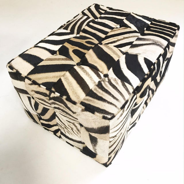 Forsyth Patchwork Zebra Hide Ottoman Chairish