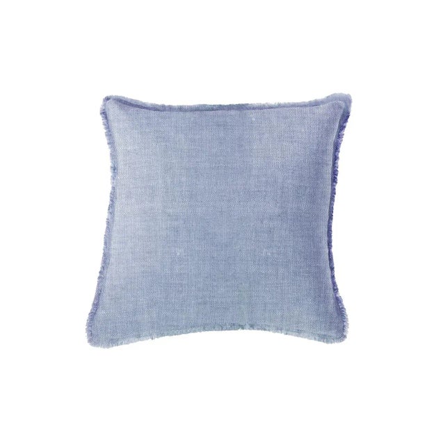 Contemporary Anaya Chambray Blue Soft Linen Pillow 20x20 For Sale - Image 3 of 3