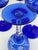 Boho Chic 1980s Cobalt Cut-to-Clear Bohemian Stemware | Set of 4 Tasting / Cordial Glasses For Sale - Image 3 of 6