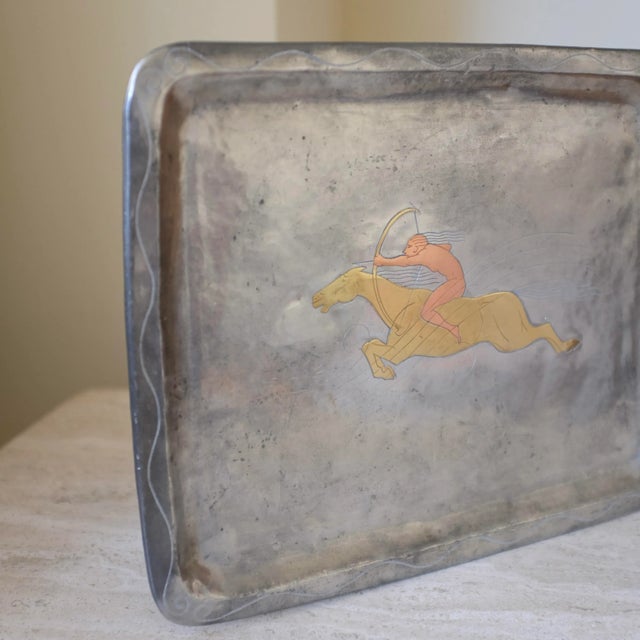 1930 Pewter and Brass Tray by Ellen v Kajerdt For Sale - Image 4 of 9