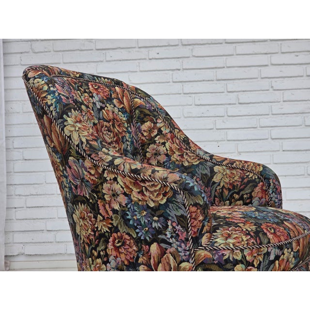 Danish Cocktail Lounge Chair in Furniture Jacquard Fabric, 1960s For Sale - Image 12 of 17