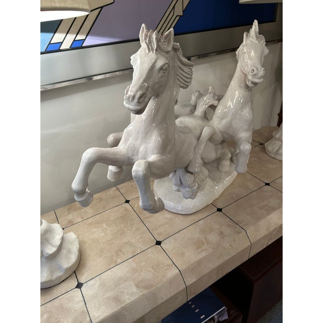 Large Glazed Terracotta Sculpture of Galloping Horses For Sale - Image 11 of 14