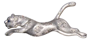 Certified Natural 0.66cts vs G Diamond Sapphire 14k Solid Gold Panther Brooch Pin