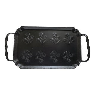 Vintage Black Textured Metal Decor or Serving Tray For Sale