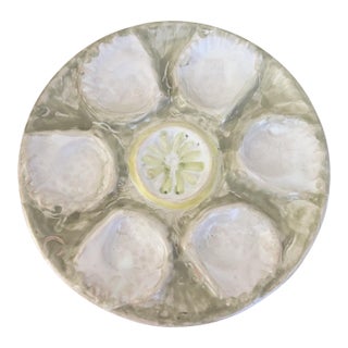 Hand Painted European Pottery Oyster Plate For Sale