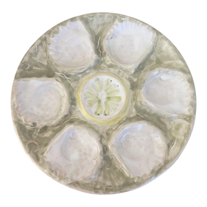 Hand Painted European Pottery Oyster Plate