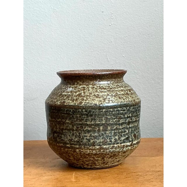 Vintage Speckled Pottery Vase For Sale In West Palm - Image 6 of 12