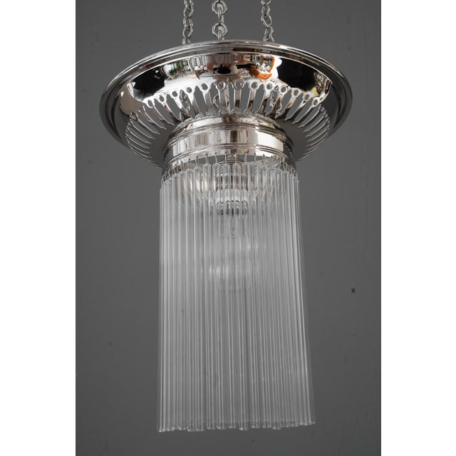 Vintage Nickel-Plated Ceiling Lamps with Glass Sticks, 1920, Set of 2 For Sale - Image 15 of 16