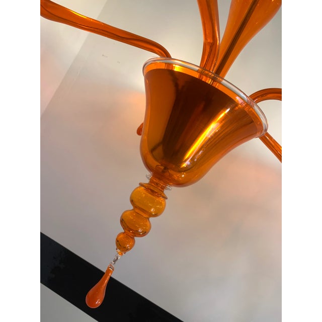 Early 21st Century Contemporary Translucent Orange Glass Chandelier For Sale - Image 5 of 9