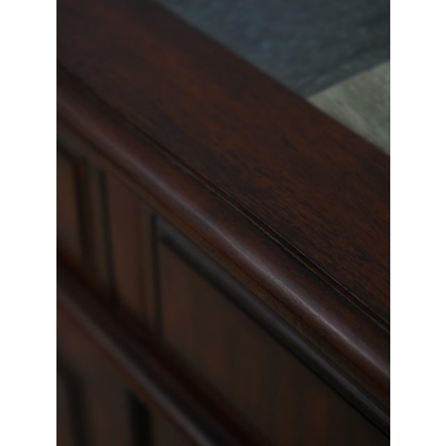 Wood Maitland Smith Mahogany Stone Top Console Cabinet For Sale - Image 7 of 18
