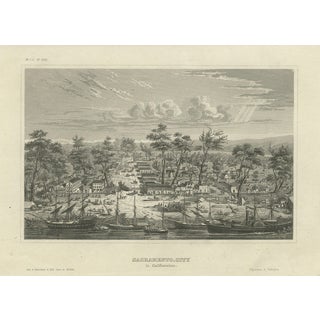 Sacramento City California Engraving, 1850 For Sale