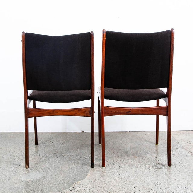 Uldum Møbelfabrik 1960s Mid Century Danish Modern Dining Chairs Johannes Andersen Set 5 Rosewood Brown For Sale - Image 4 of 10