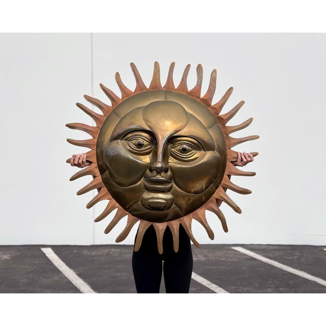 Metal Large Vintage Brass and Copper Sun Sculpture by Sergio Bustamante For Sale - Image 7 of 7