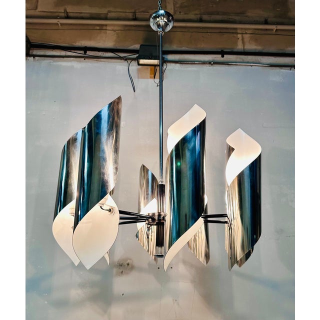 Gray Vintage Modern Chandelier, 1970s For Sale - Image 8 of 8