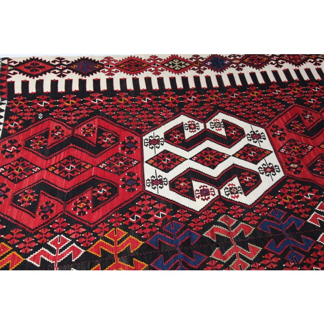 1940s Authentic Tribal Handwoven Kilim for Floor – Family Made Stitched Together - 6' 5'' X 13' 11'' For Sale - Image 14 of 14