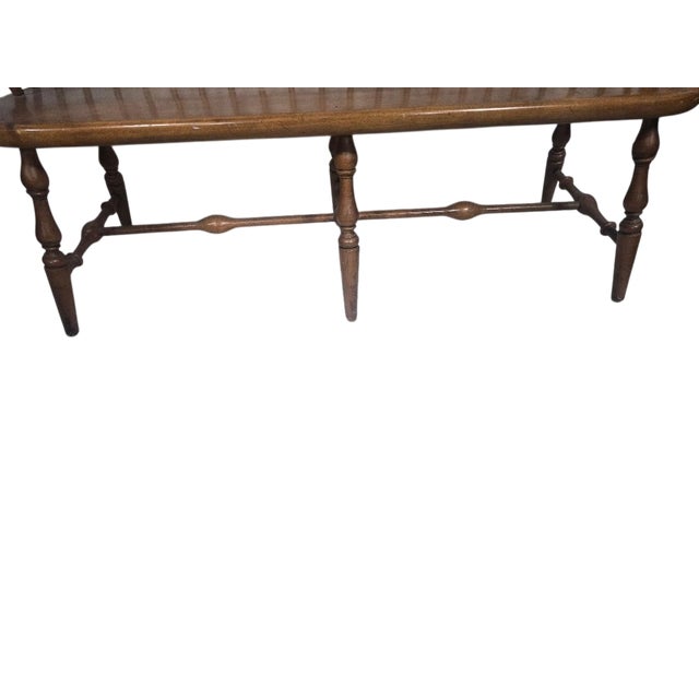 Late 20th Century Vintage Windsor Style Spindle Back Bench Settee For Sale - Image 5 of 9