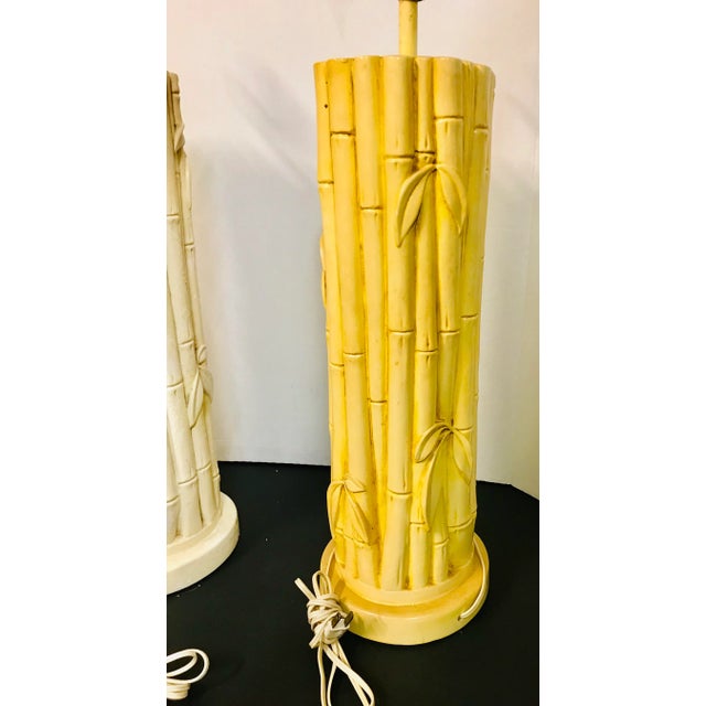 1970s Mid-Century Ceramic Faux Bamboo Lamps - a Pair For Sale - Image 9 of 12