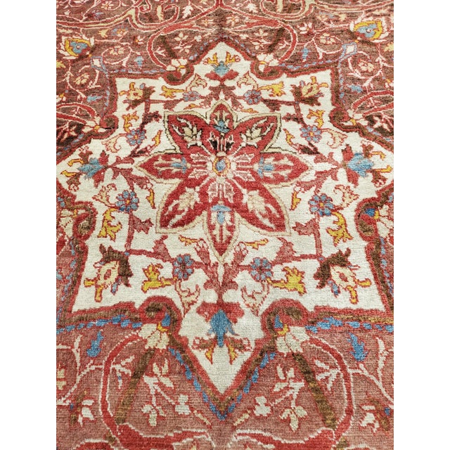Red Antique Tabriz Carpet, Handmade Persian Rug in Floral Gold, Red and Beige For Sale - Image 8 of 13