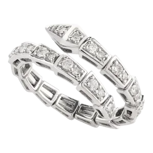 14k White Gold Snake Coil Diamond Ring Size 7 ( All Sizes Available )