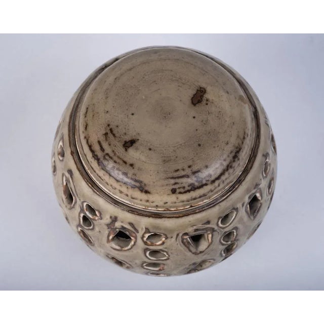 Danish Ceramic Carved Bowl with Holes, 1950s For Sale - Image 4 of 7