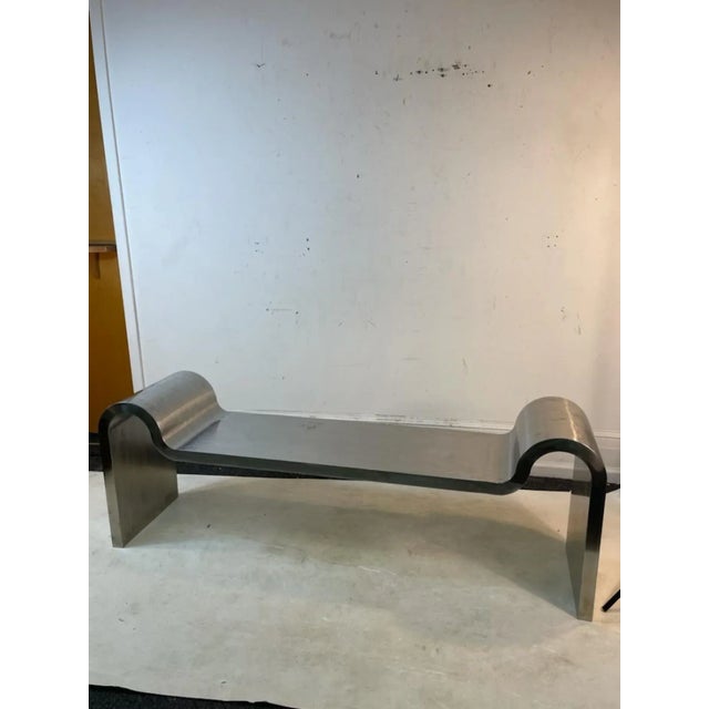 Late 20th Century Late 20th Century Modern Sculptural Polished Steel Bench in the Manner of Karl Springer For Sale - Image 5 of 11
