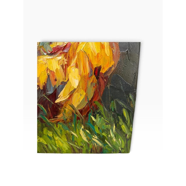 Vintage Oil on Canvas Rooster Painting Signed by Artist For Sale - Image 4 of 9