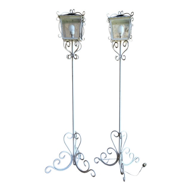 Wrought Iron Floor Lamps, 1950s, Set of 2 For Sale