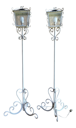 Wrought Iron Floor Lamps, 1950s, Set of 2