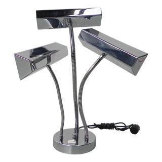 Vintage Desk Lamp with 3 Chrome Shades, 1960s For Sale