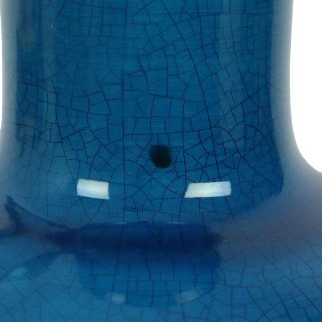 Ceramic Large Italian Round Blue Ceramic Lamp, 1970s For Sale - Image 7 of 14