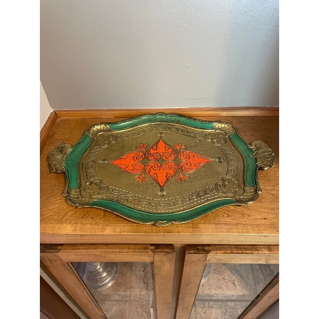 Vintage Rectangular Decorative Florentine Tray, "Made in Italy" For Sale - Image 12 of 12