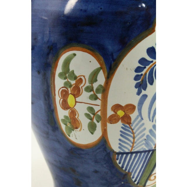 Circa 1764 Delft Vase Blue With Flowers, Marked De Romeyn Petrus Van Meerum For Sale - Image 11 of 18