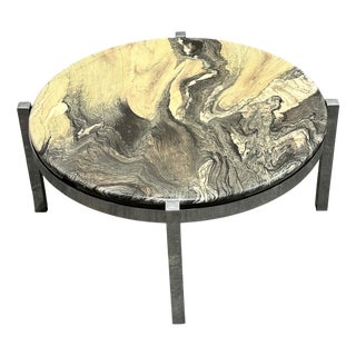 Vintage Round Cipollino Ondulato Marble Coffee Table, Italy, 1970s For Sale