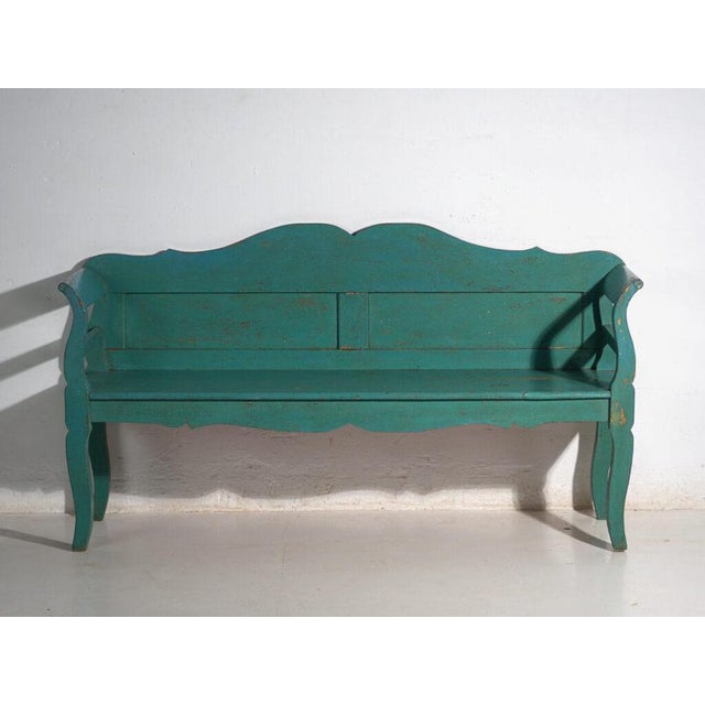 Antique Painted Bench in Pine Wood, Central Europe, 1910 For Sale - Image 6 of 11