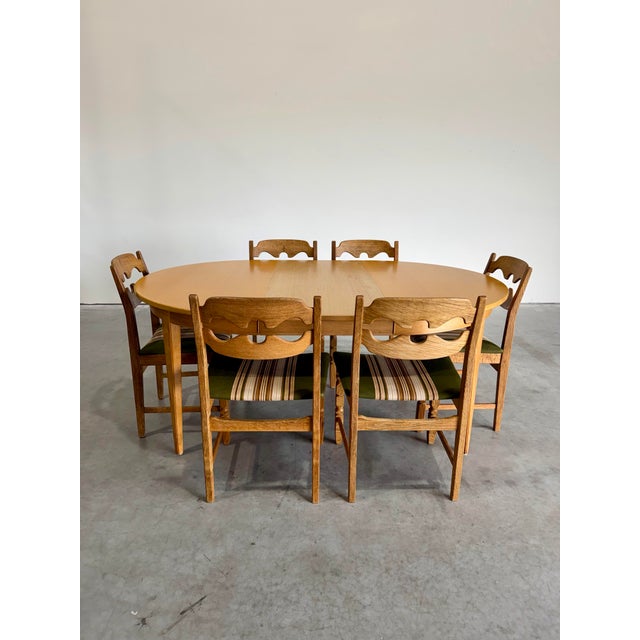 Henning Kjaernulf Henning Kjaernulf Attrb Danish Oak Vintage Razor Blade Dining Chairs, Set of 6 For Sale - Image 4 of 12