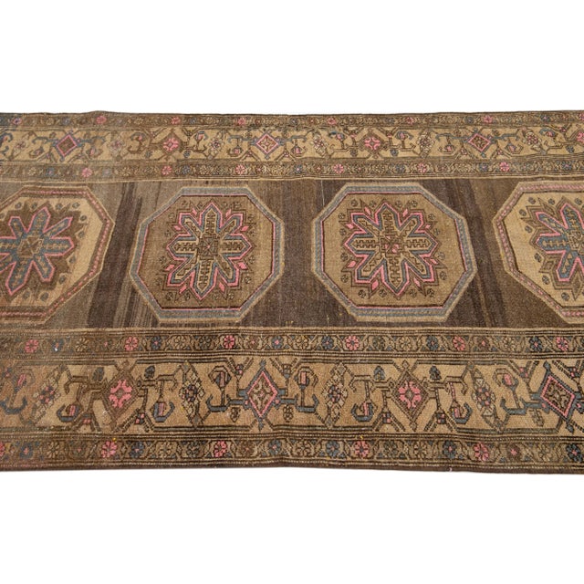 1960s 1960s Vintage Persian Distressed Handmade Tribal Brown Wool Rug For Sale - Image 5 of 7