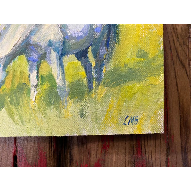 Realism "Grazing Rights" ~ Lorie Batson, Original Oil Painting ~ Captures a White Horse Peacefully Enjoying Grazing in a Beautiful Mountain Meadow. For Sale - Image 3 of 6