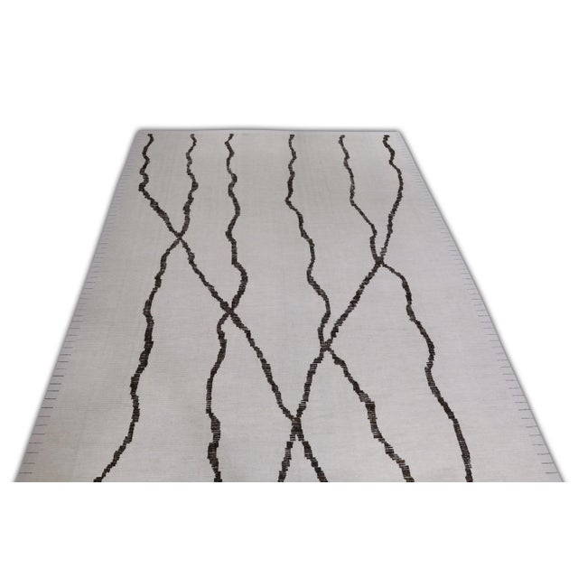 Beige & Brown 21st Century Modern Moroccan Style Wool Rug 11'10" X 16'4" For Sale In Houston - Image 6 of 7