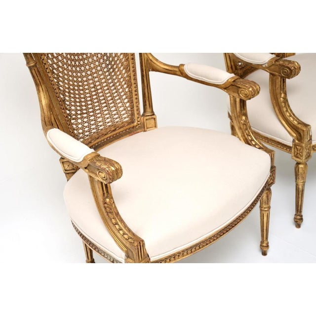 Antique French Gilt Wood Salon Armchairs, 1890s, Set of 2 For Sale - Image 10 of 14