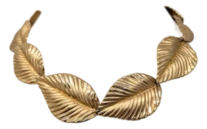 Vintage 1982 Signed Napier Goldtone Textured Leaves Collar Necklace