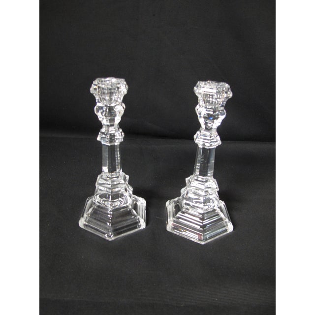 Traditional Tiffany & Co Plymouth Clear Crystal Candlesticks a Pair