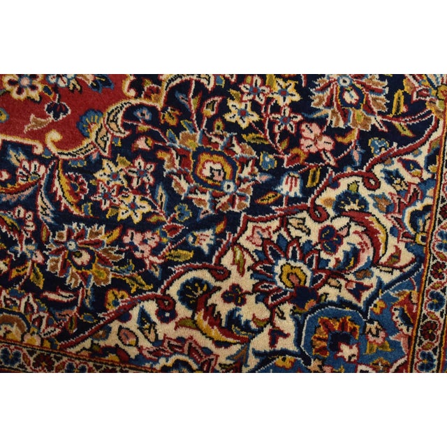 Kashan Rug 10′ X 13’5” Red Wool Vintage Traditional Hand-Knotted Carpet For Sale - Image 4 of 15