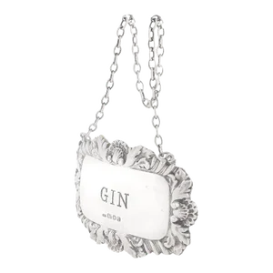 Vintage English Gin Decanter / Liquor Label by Richards & Knight