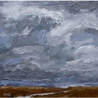 Storm Over the Desert, Contemporary Landscape Oil Painting For Sale