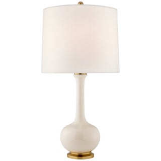 Christopher Spitzmiller by Visual Comfort Signature Coy Medium Table Lamp in Ivory with Linen Shade For Sale