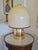 Mid-Century Italian Mushroom Table Lamp in Opaline Murano Glass Dome and Polished Brass, 1970s For Sale - Image 3 of 4