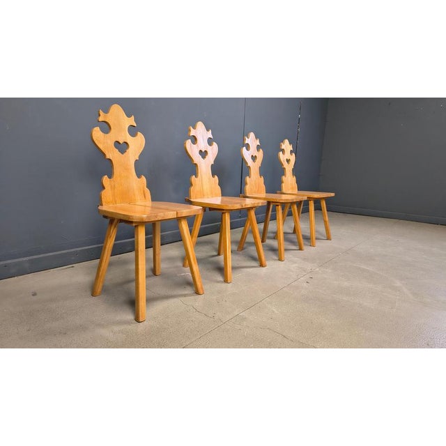 Vintage Rustic Tiroler Chairs, 1960s, Set of 4 For Sale - Image 9 of 15