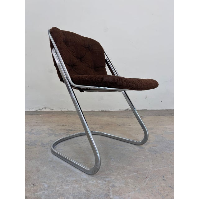 Cantilever Chair in Chrome with Brown Upholstery by Gastone Rinaldi, 1970s For Sale - Image 11 of 11
