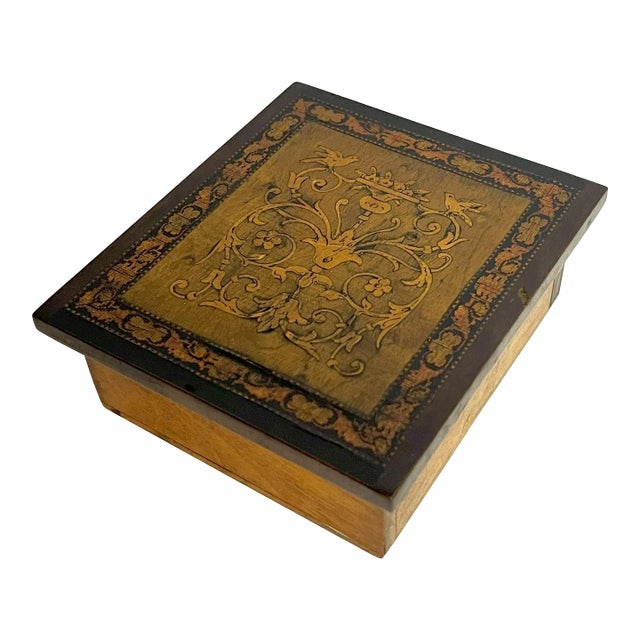 Antique French Louis XVI Style Hinged Wooden Trinket Box For Sale