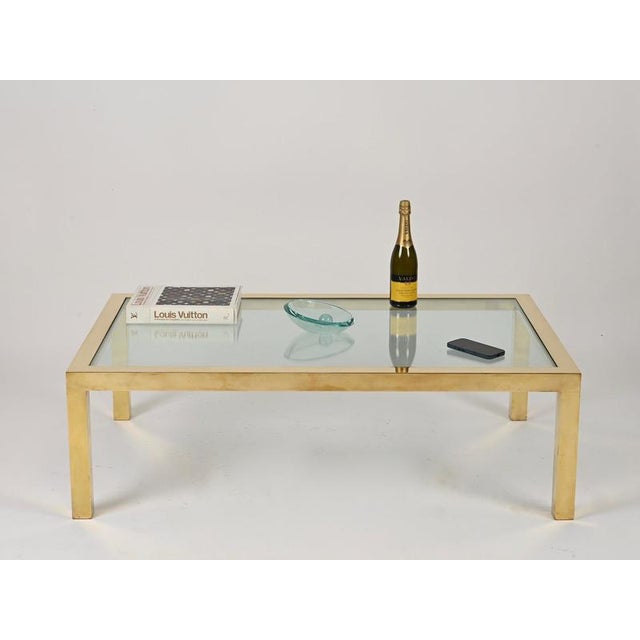 Italian Gilt Brass and Crystal Rectangular Coffee Table, Italy, 1970s For Sale - Image 6 of 13